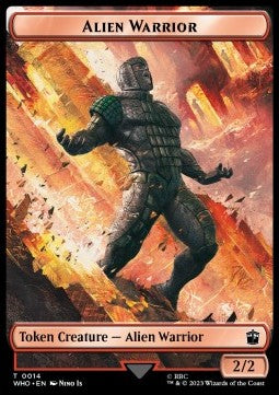 Alien Rhino Token (W 4/4) // Alien Warrior Token (R 2/2) (V.1) - Universes Beyond: Doctor Who: Extras (Token) [XWHO-T 3/14]