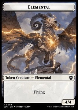 Elemental Token (W 4/4) // Cat Token (G 2/2) - Bloomburrow: Tokens (Token) [TBLB-CT 4/26]