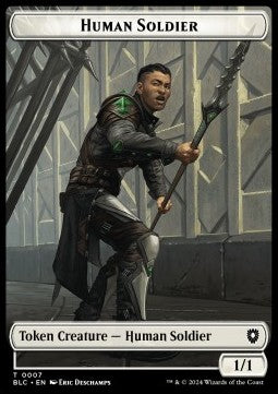 Human Soldier Token (W 1/1) // Wolf Token (BG 2/2) - Bloomburrow: Tokens (Token) [TBLB-CT 7/35]