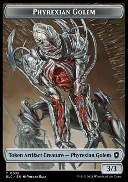 Phyrexian Golem Token (A 3/3) // Faerie Token (U 1/1) - Bloomburrow: Tokens (Token) [TBLB-CT 38/12]