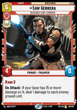 Saw Gerrera, Resistance is Not Terrorism - Twilight of the Republic (Rare) [TWI-150]