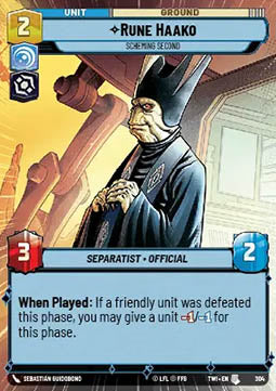 Rune Haako, Scheming Second - Twilight of the Republic: Extras (Uncommon) [XTWI-304]