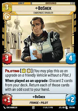 BoShek, Charismatic Smuggler - Jump to Lightspeed (Uncommon) [JTL-215]